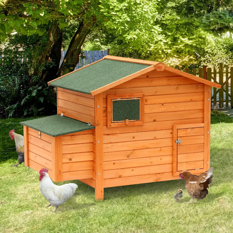 Pawhut Wooden Chicken Coop Hen House Poultry House Cage Backyard 134.5 x 90 x 99.5 cm