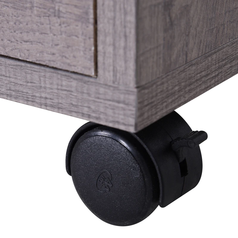 HOMCOM Kitchen Trolley 2-Door Cabinet W/Wheels, 60.4Wx40.3Dx97Hcm-Grey