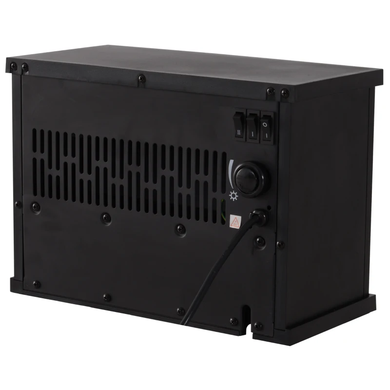 HOMCOM Freestanding Electric Fireplace Heater W/ Thermostat Control, 600W/1200W-Black