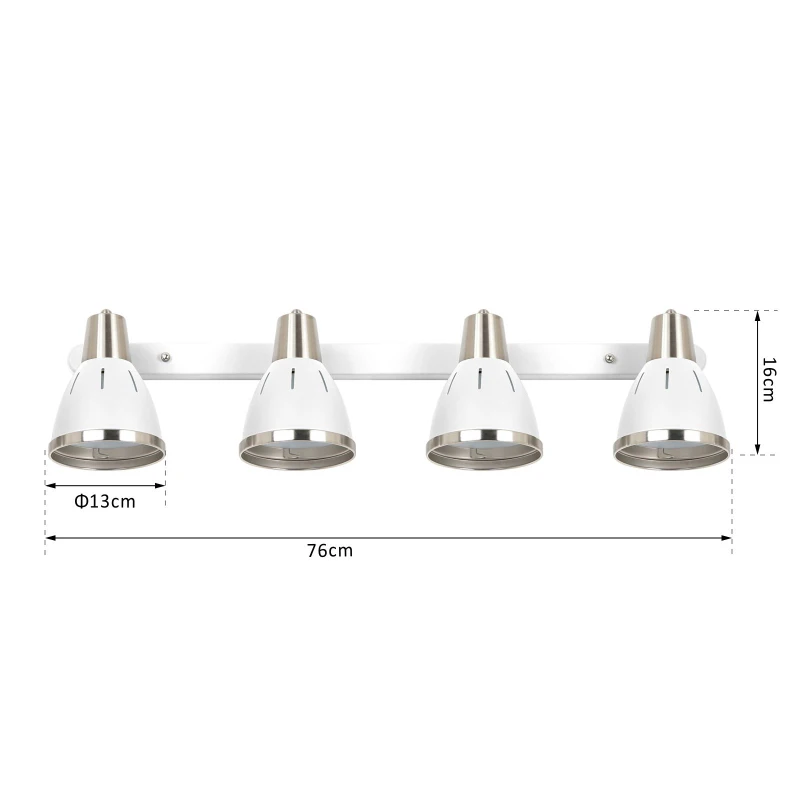 HOMCOM Adjustable 4 Lights Wall Lamp Spotlight Sconce E27 Socket White