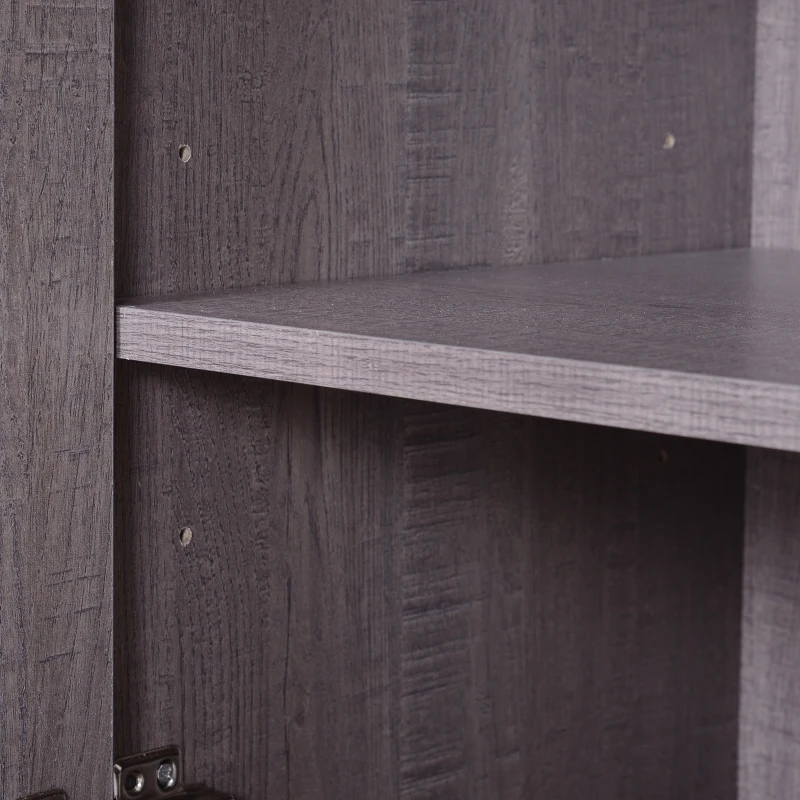 HOMCOM Kitchen Trolley 2-Door Cabinet W/Wheels, 60.4Wx40.3Dx97Hcm-Grey