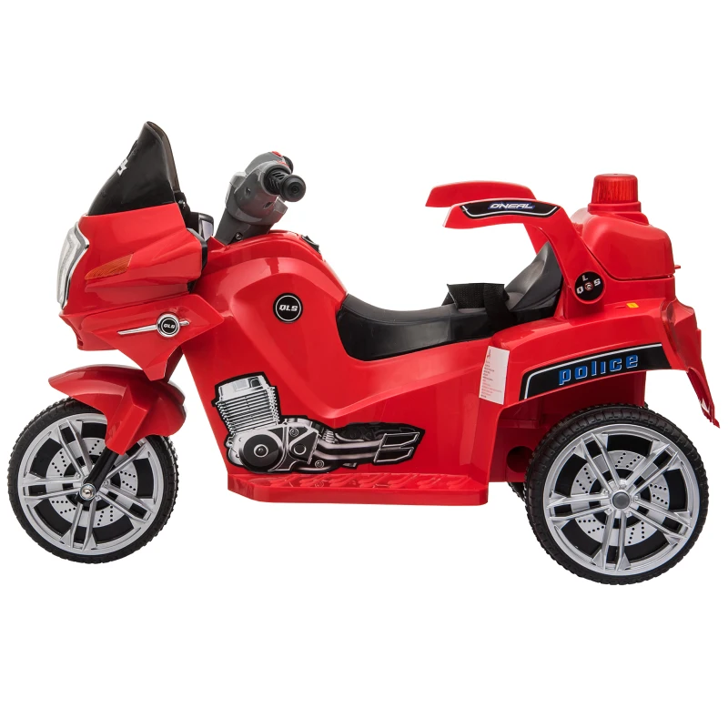 HOMCOM Remote Ride-On Motorcycle Bike Car Rechargeable Battery Forward Lights Music Player w/ Seat Belt Glossy Red