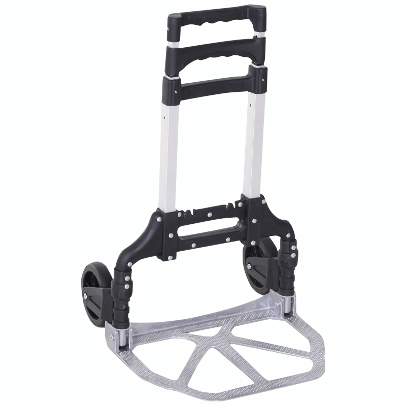 HOMCOM Hand Trolley Foldable Truck Luggage Carrier W/Metal, 41L x 40W x 97Hcm-Cold Grey