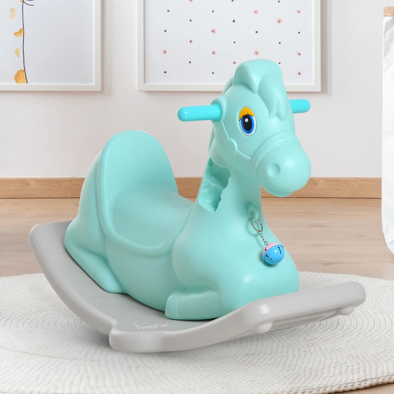 HOMCOM  Baby Horse Rocker Kids Rocking Horse Plastic Ride On Horse Kids Rocking Ride On Toy Rocker Toddler Balance Training - Green