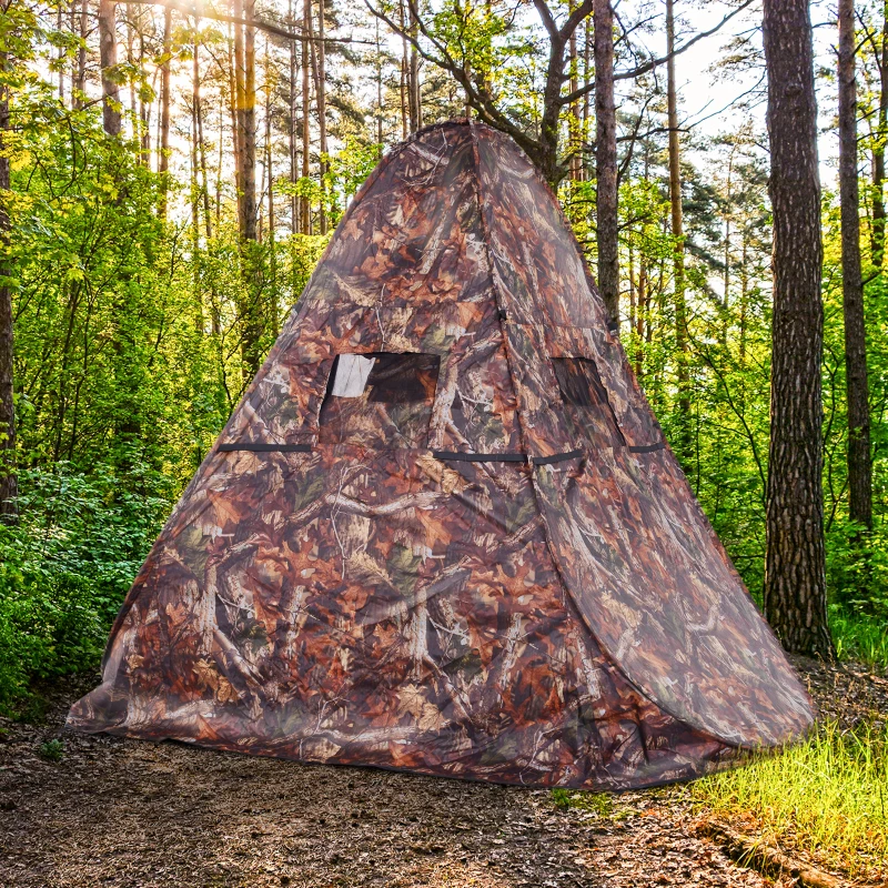 Outsunny 77" Pop Up Hunting Tent Ground Blind Outdoor Hide Bird Watching Window