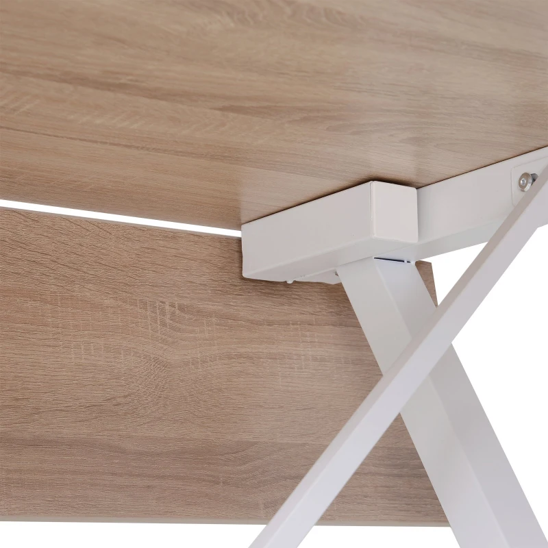 HOMCOM Folding Dining Table MDF Top Metal Frame 6 Person Brown