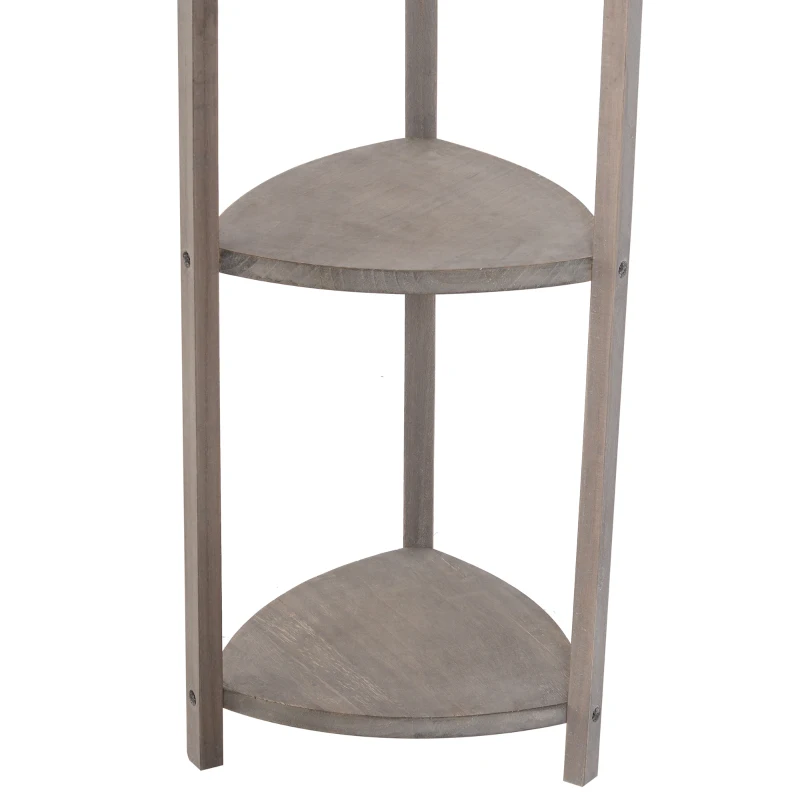 HOMCOM Free Standing Floor Lamp Bedside Light Wooden Holder Storage Shelf Shade Grey