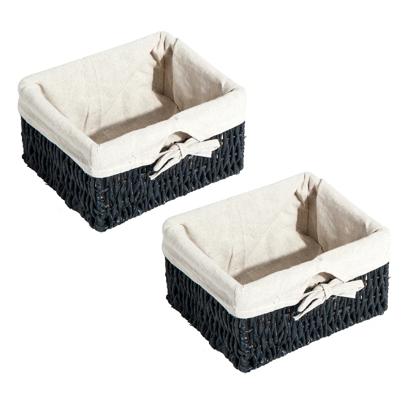 HOMCOM Wall Mounted Cabinet Hallway Storage Unit Shelf w/Wicker Basket Coat Hooks Black