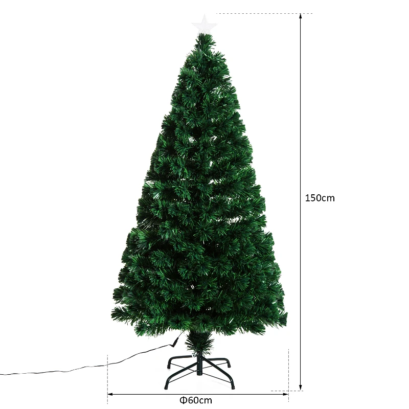 HOMCOM 5ft Pre Lit Christmas Tree, Artificial Holiday Decor Sturdy Metal Base