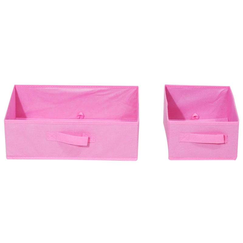 HOMCOM Kids Storage Unit Shelf w/ Cotton Drawers Bedroom Storage Organisation Pink