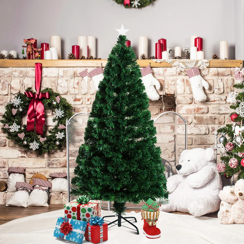HOMCOM 5ft Pre Lit Christmas Tree, Artificial Holiday Decor Sturdy Metal Base