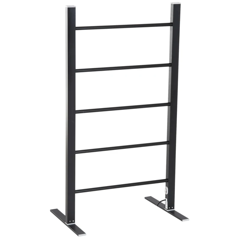 HOMCOM Aluminium Electric Clothing Rack Free Standing Dryers Airer 5 Heated rail 100W Black Bathroom