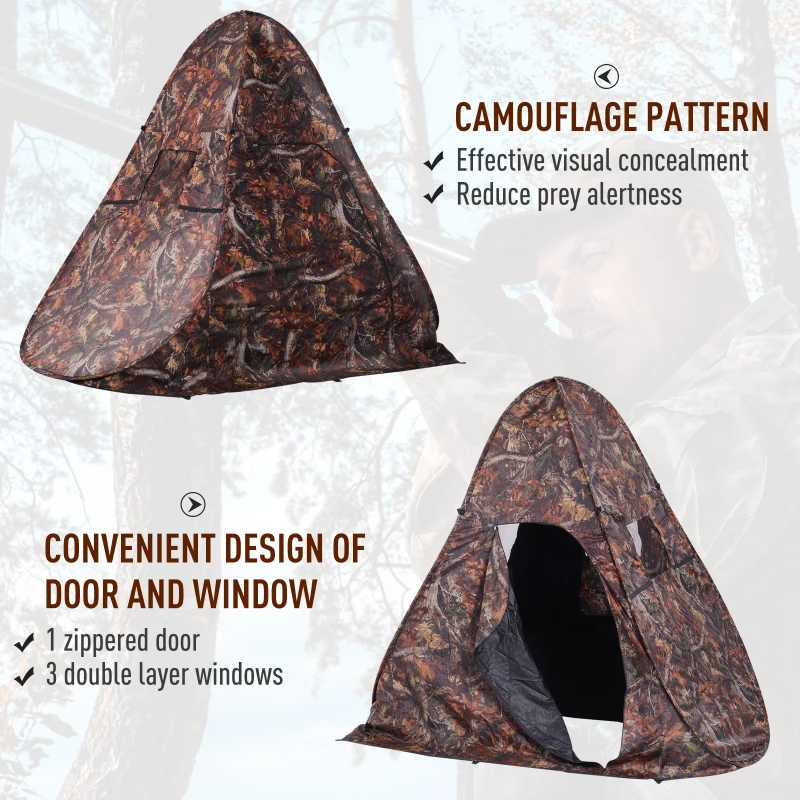 Outsunny 77" Pop Up Hunting Tent Ground Blind Outdoor Hide Bird Watching Window