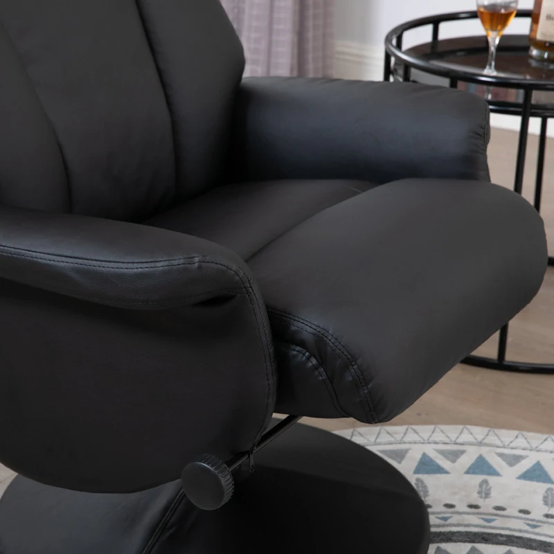 HOMCOM Recliner Armchair Swivel Executive Chair w/ Footrest Stool PU Leather Black