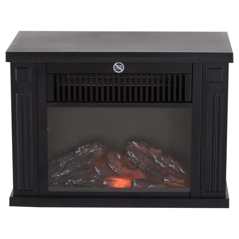HOMCOM Freestanding Electric Fireplace Heater W/ Thermostat Control, 600W/1200W-Black