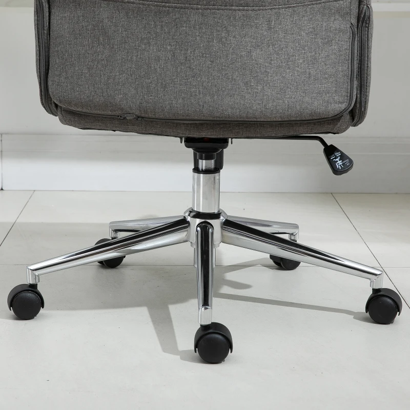 Vinsetto Rocking Office Chair w/ Arm Rest on Wheels Adjustable Height Light Grey