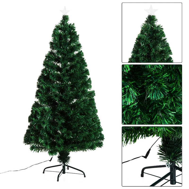 HOMCOM 5ft Pre Lit Christmas Tree, Artificial Holiday Decor Sturdy Metal Base