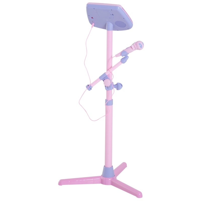HOMCOM Kids Electronic Karaoke Microphone Stand Set-Pink
