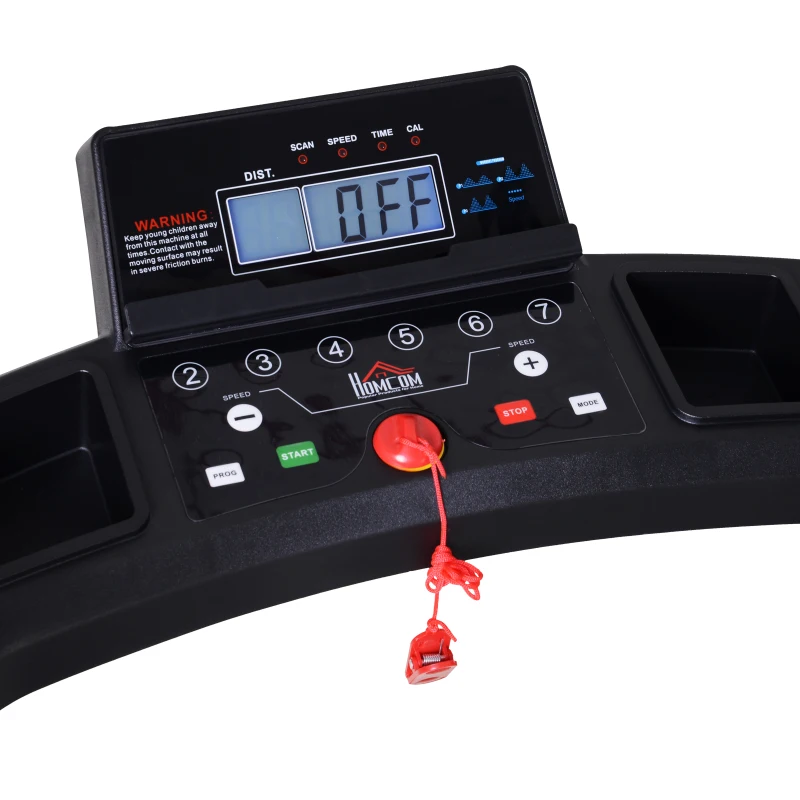 HOMCOM 100kg Max Weight Motorised Electric Treadmill Exercise Running Jogging Walking 4 Programmes 2 Wheels 1-9km/h Black Home