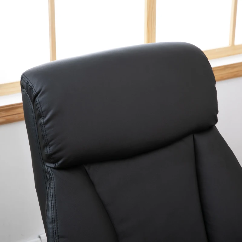 HOMCOM Recliner Armchair Swivel Executive Chair w/ Footrest Stool PU Leather Black
