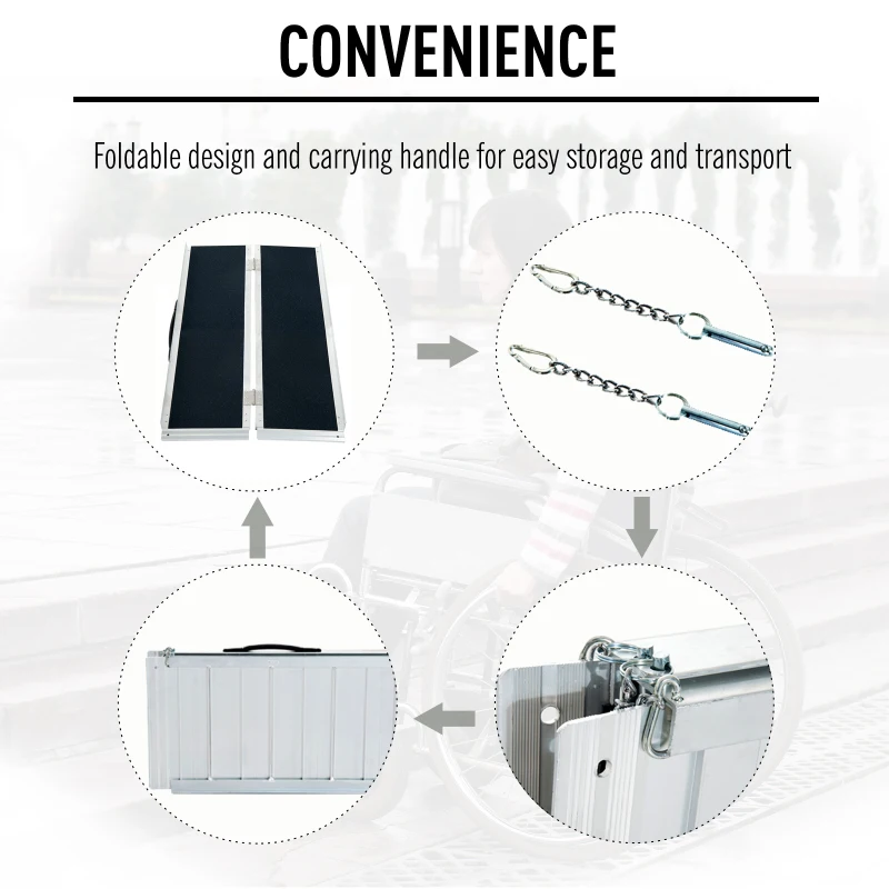 HOMCOM 5ft Aluminium Multi-Use Mobility Assistance Ramp w/ Portable Handle Lock