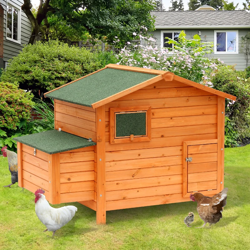 Pawhut Wooden Chicken Coop Hen House Poultry House Cage Backyard 134.5 x 90 x 99.5 cm