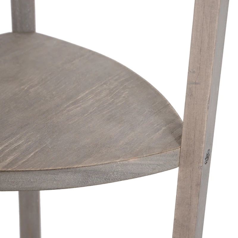 HOMCOM Free Standing Floor Lamp Bedside Light Wooden Holder Storage Shelf Shade Grey