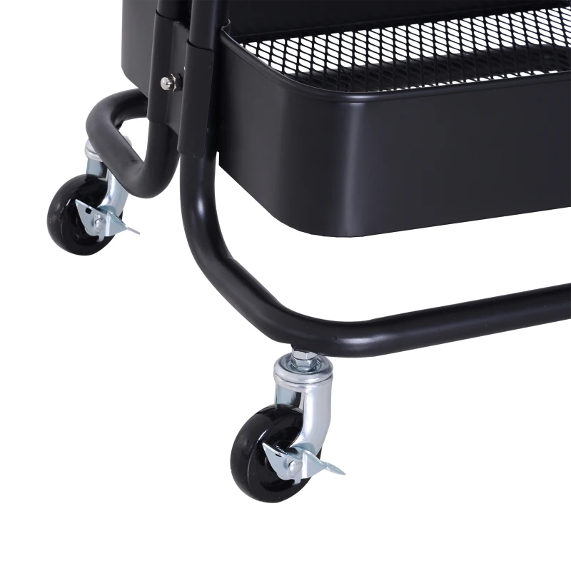 HOMCOM 3-Tier Rolling Storage Utility Serving Cart, 44Lx38Wx88Hcm-Black