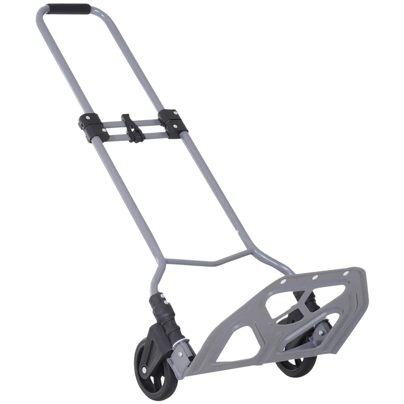 HOMCOM Hand Trolley Foldable Truck Luggage Carrier W/Metal, 41L x 40W x 97Hcm-Cold Grey