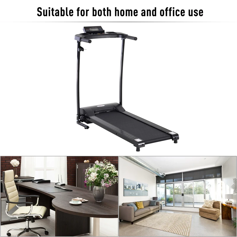 HOMCOM 100kg Max Weight Motorised Electric Treadmill Exercise Running Jogging Walking 4 Programmes 2 Wheels 1-9km/h Black Home