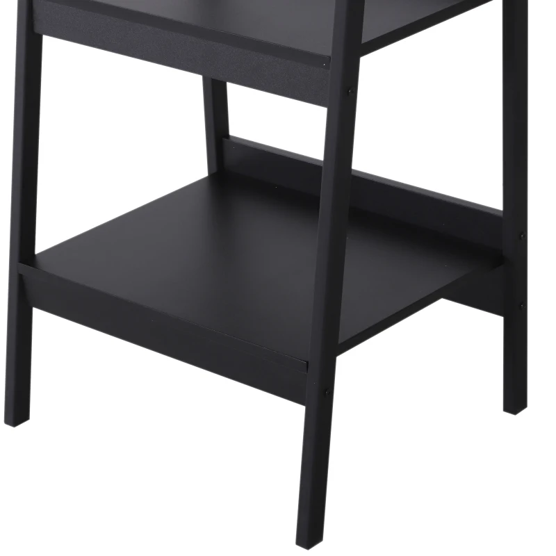 HOMCOM Set of 2 Bookshelf 4-Tier Ladder Bookcase Storage Rack Stand Plant Display Black