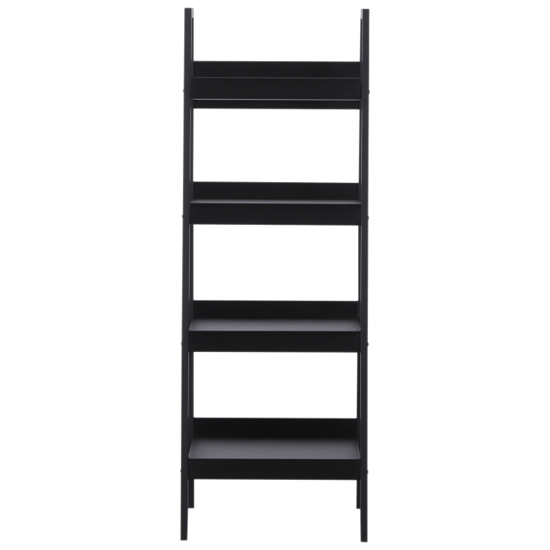 HOMCOM Set of 2 Bookshelf 4-Tier Ladder Bookcase Storage Rack Stand Plant Display Black