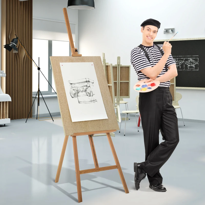 HOMCOM Folding Beech Wooden Easel Studio Art Display Stand A-frame 174-230 cm Tilt Up 90°