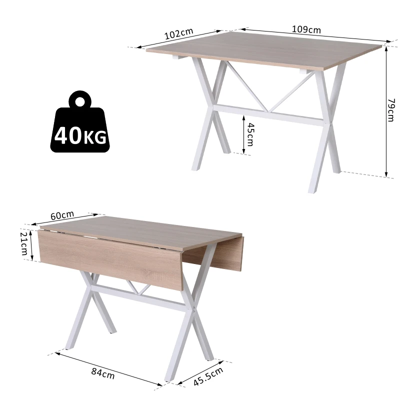 HOMCOM Folding Dining Table MDF Top Metal Frame 6 Person Brown