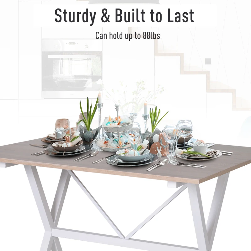 HOMCOM Folding Dining Table MDF Top Metal Frame 6 Person Brown