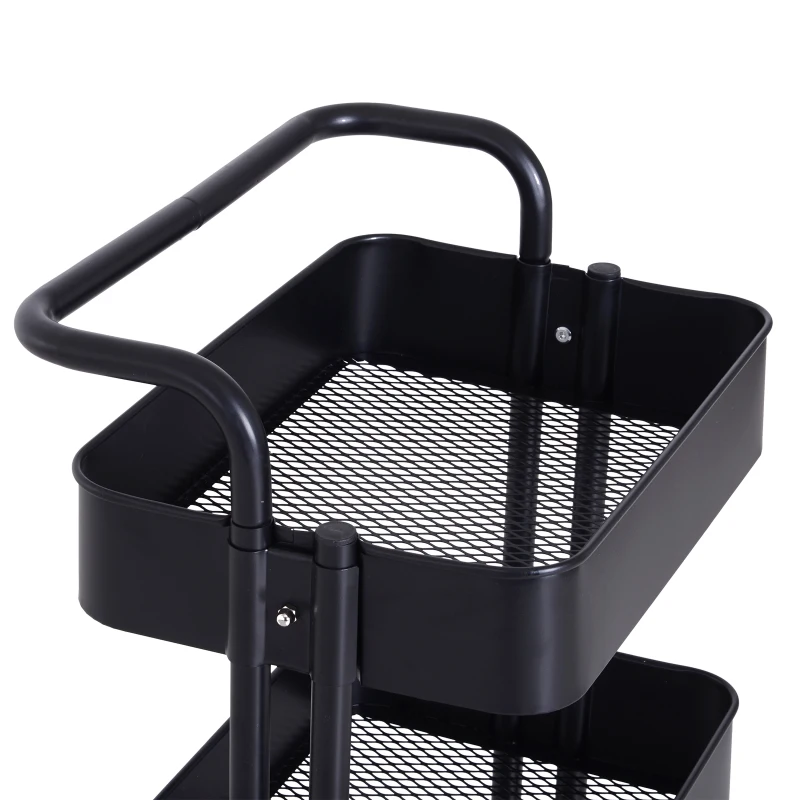 HOMCOM 3-Tier Rolling Storage Utility Serving Cart, 44Lx38Wx88Hcm-Black