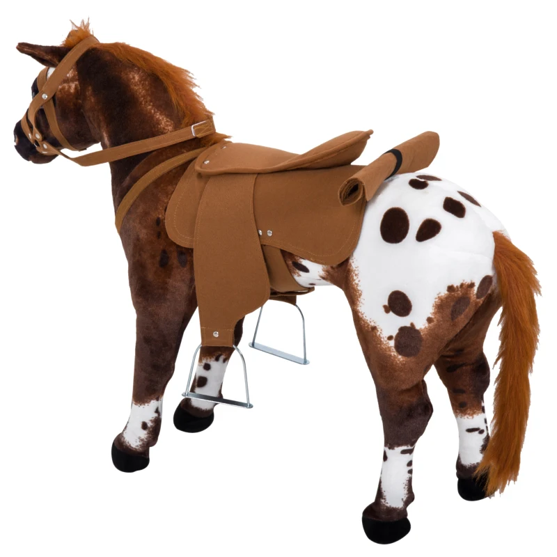 HOMCOM  Baby Horse Rocker Kids Rocking Horse Ride On Horse Kids Rocking Kids Spring Riding Horse Toy on Wheels w/ Sound Brown Saddle