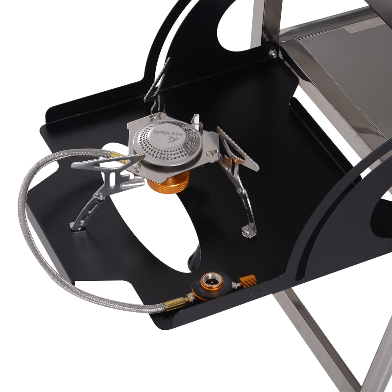 Outsunny Outdoor Picnic Kitchen Gas Burner BBQ Charcoal Grill Camp Table Foldable