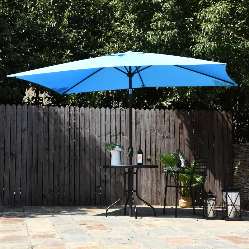 Outsunny Patio Parasol Sun Umbrella Solar LED Lit, 195Lx295Wx240Hcm-Blue