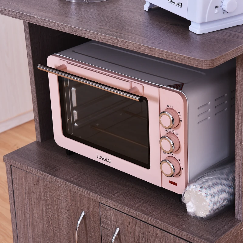 HOMCOM Kitchen Trolley 2-Door Cabinet W/Wheels, 60.4Wx40.3Dx97Hcm-Grey