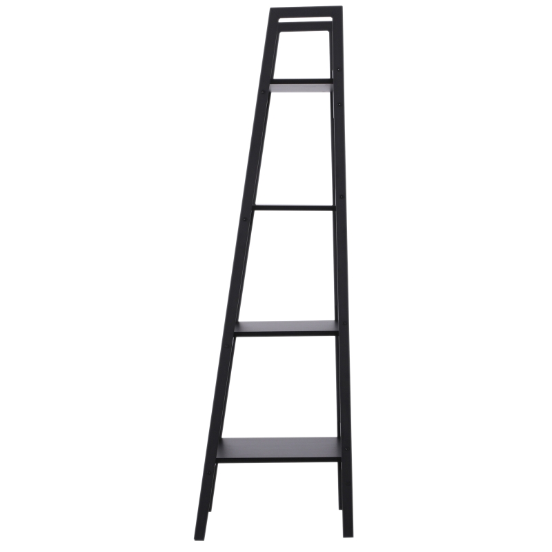 HOMCOM Set of 2 Bookshelf 4-Tier Ladder Bookcase Storage Rack Stand Plant Display Black