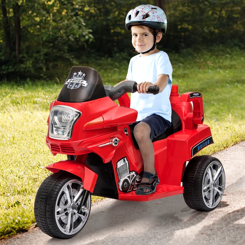 HOMCOM Remote Ride-On Motorcycle Bike Car Rechargeable Battery Forward Lights Music Player w/ Seat Belt Glossy Red