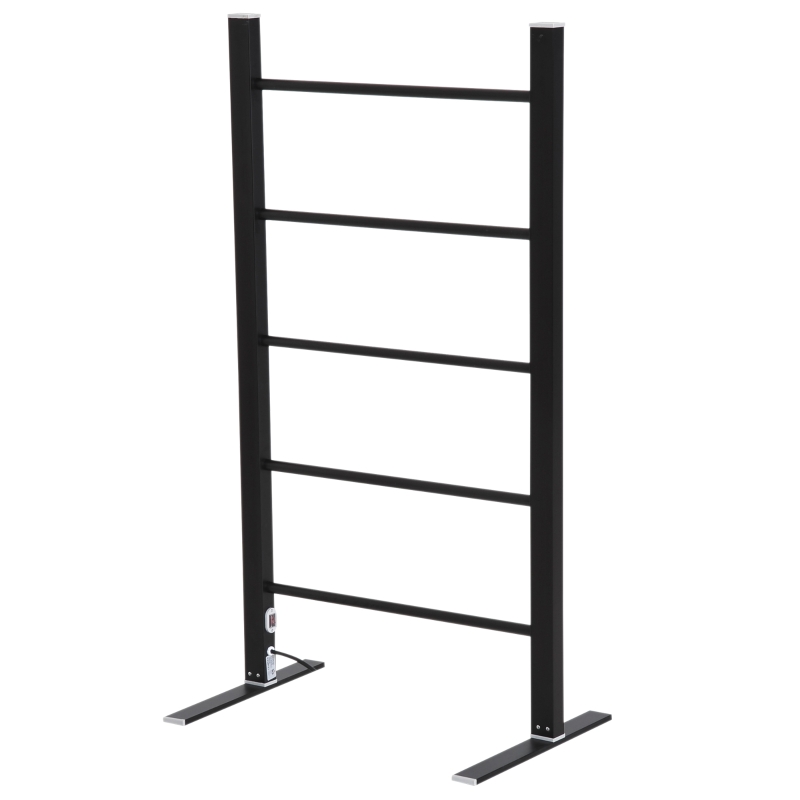 HOMCOM Aluminium Electric Clothing Rack Free Standing Dryers Airer 5 Heated rail 100W Black Bathroom