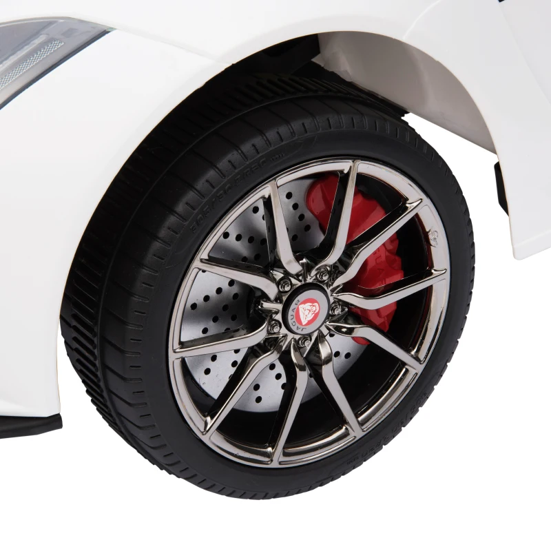 HOMCOM 6V Rechargeable Battery Ride-On Car Licensed Jaguar F-type SVR Forward Reverse Lights Horn Music Player w/ Seat Belt White