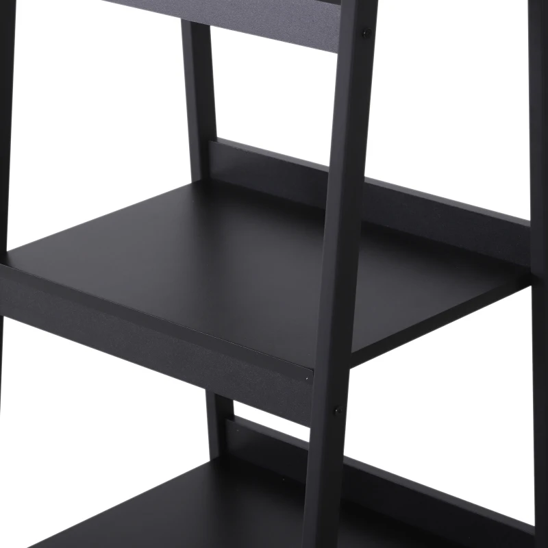 HOMCOM Set of 2 Bookshelf 4-Tier Ladder Bookcase Storage Rack Stand Plant Display Black