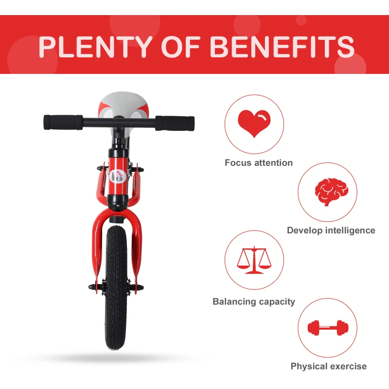HOMCOM Balance Bike Toddlers No Pedal Push & Pull Red