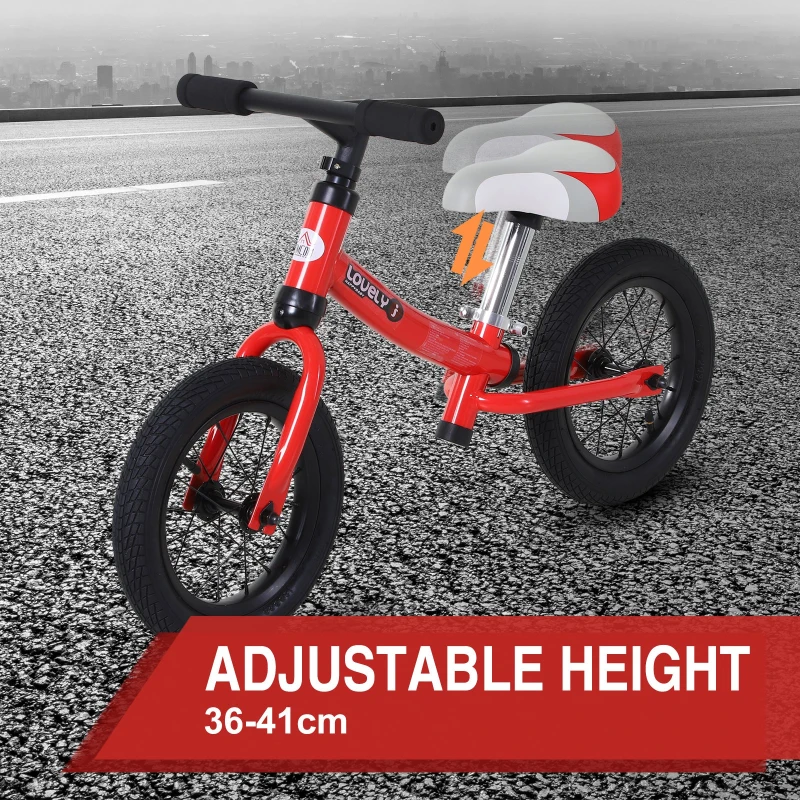 HOMCOM Balance Bike Toddlers No Pedal Push & Pull Red