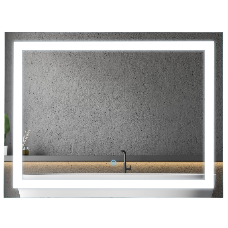 kleankin Glass Illuminated LED Edge Bathroom Mirror - 80x60cm