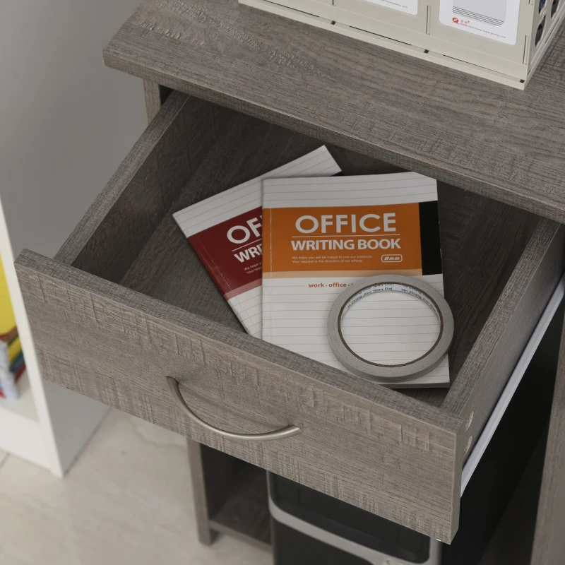 HOMCOM Computer Table Particle Board Corner Computer Desk Grey