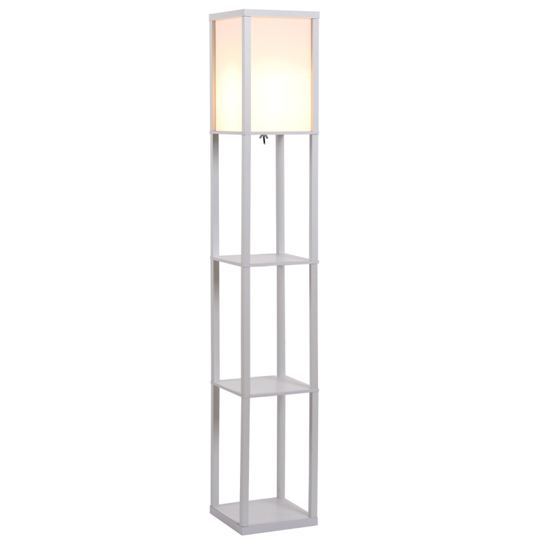 HOMCOM MDF 4-Tier Floor Lamp White